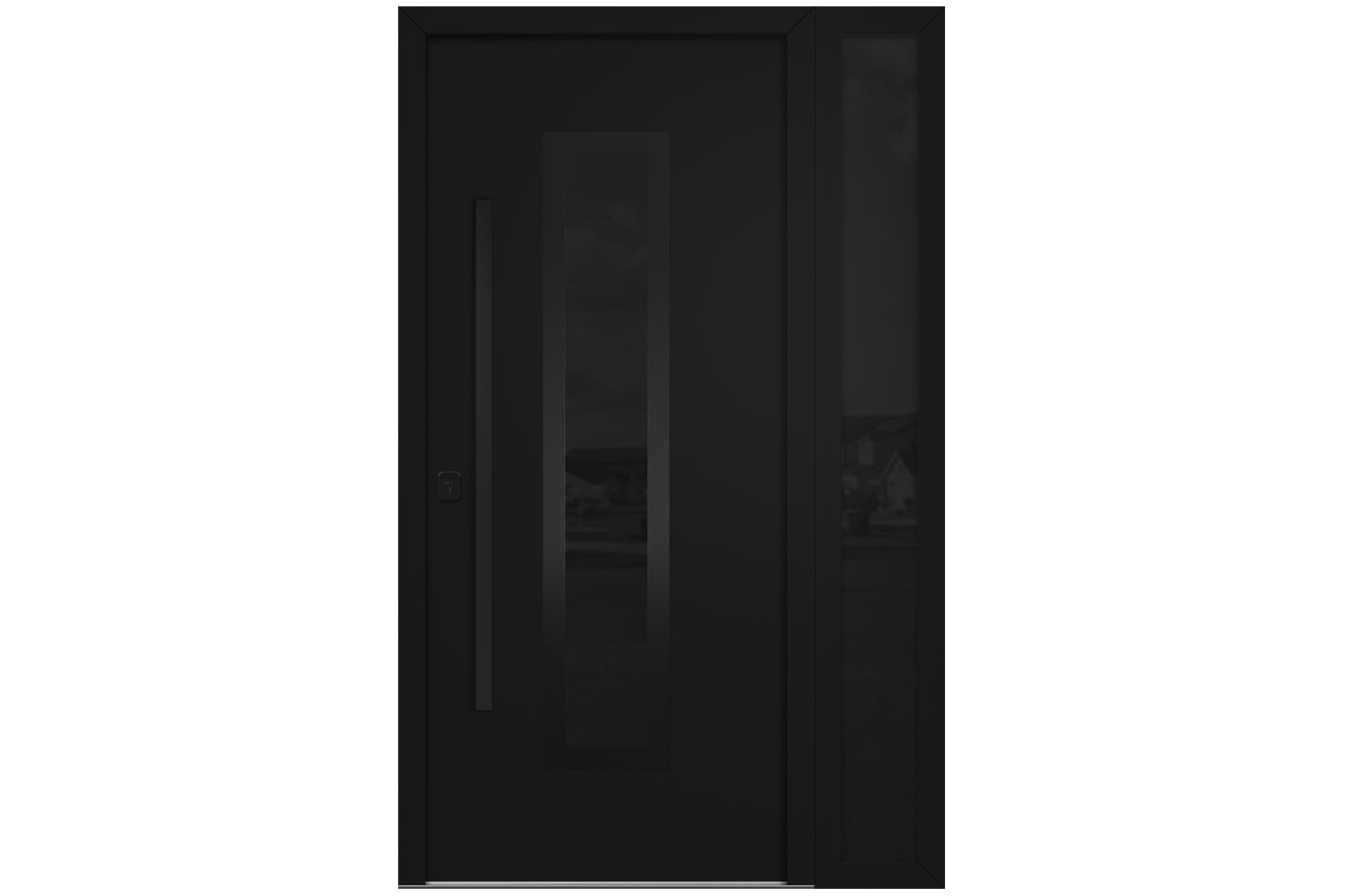 Nova Inox S1 Black Modern Exterior Door with Black Stainless Steel - with Right Sidelight
