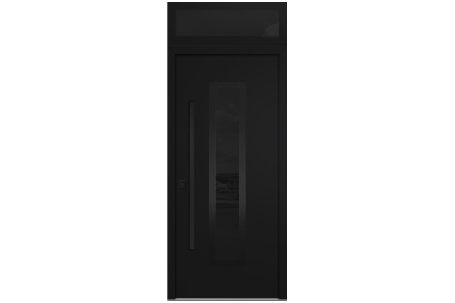 Nova Inox S1 Black Modern Exterior Door with Black Stainless Steel - with Transom