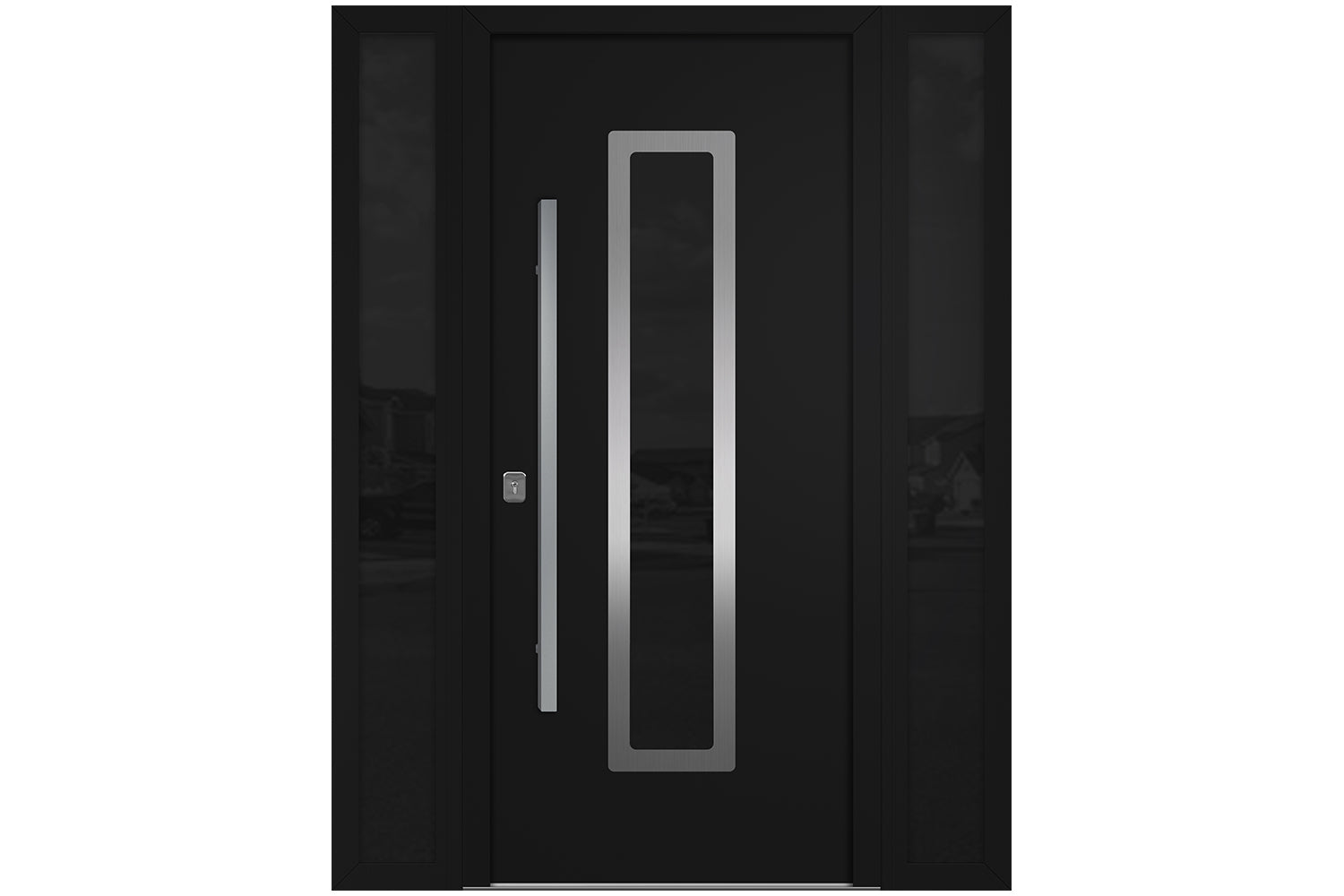 Nova Inox S1 Black Modern Exterior Door w Double Sidelight Right-in