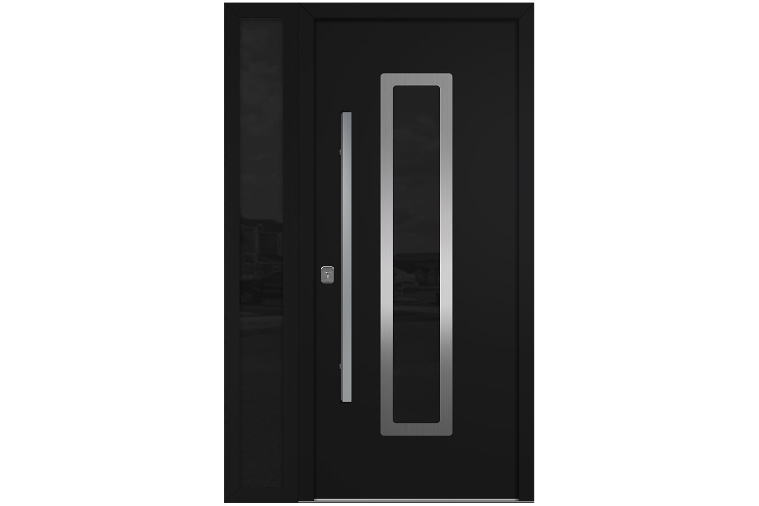 Nova Inox S1 Black Modern Exterior Door w Left Sidelight Right-in