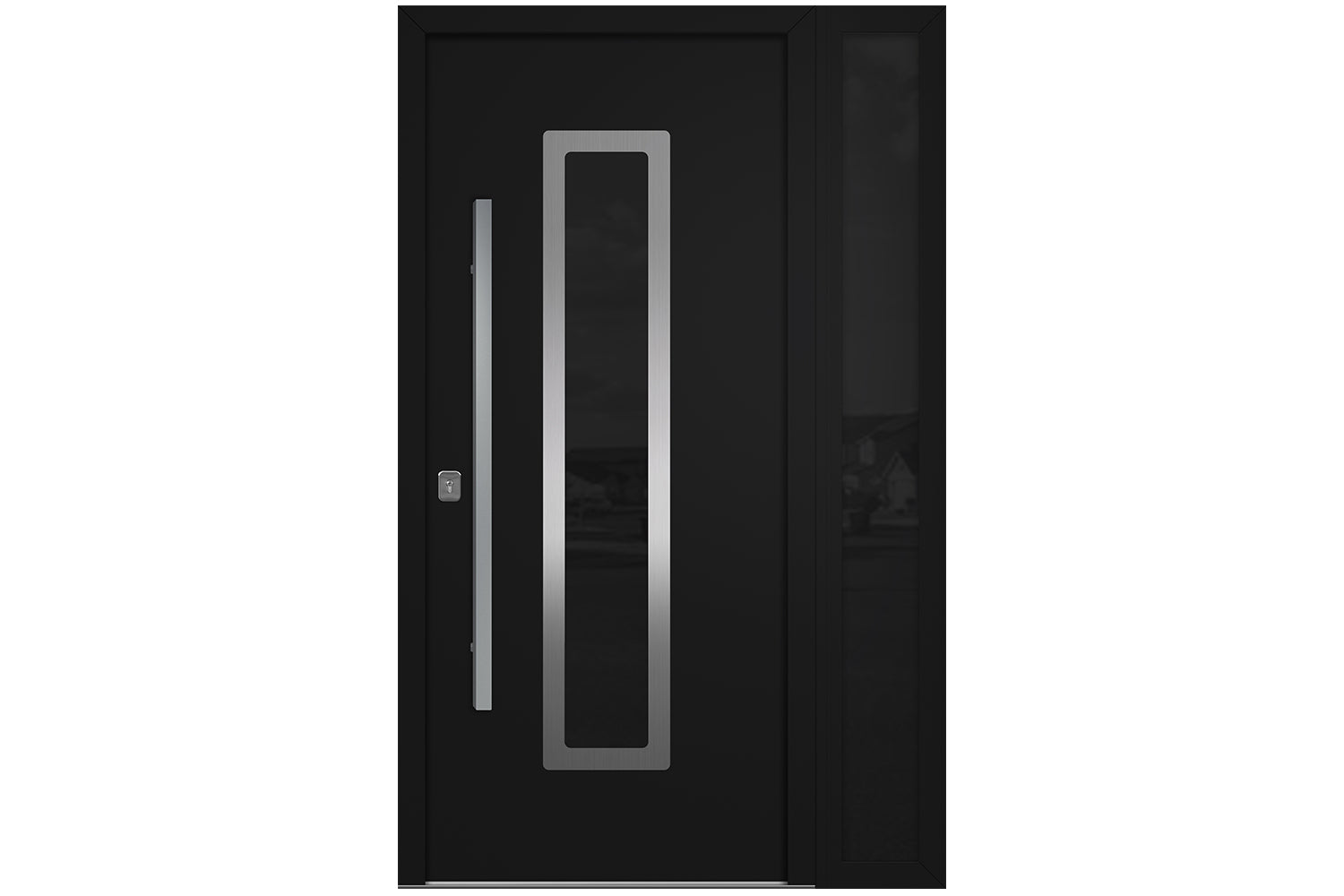 Nova Inox S1 Black Modern Exterior Door w Right Sidelight Right-in