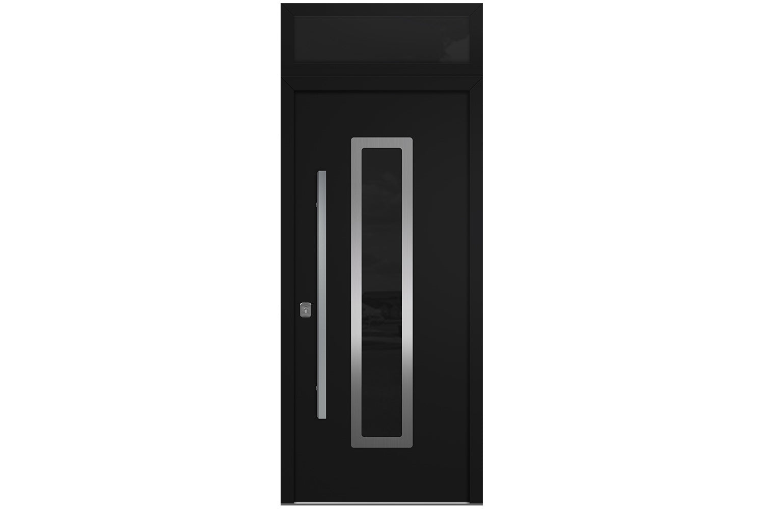 Nova Inox S1 Black Modern Exterior Door w Transom Right-in