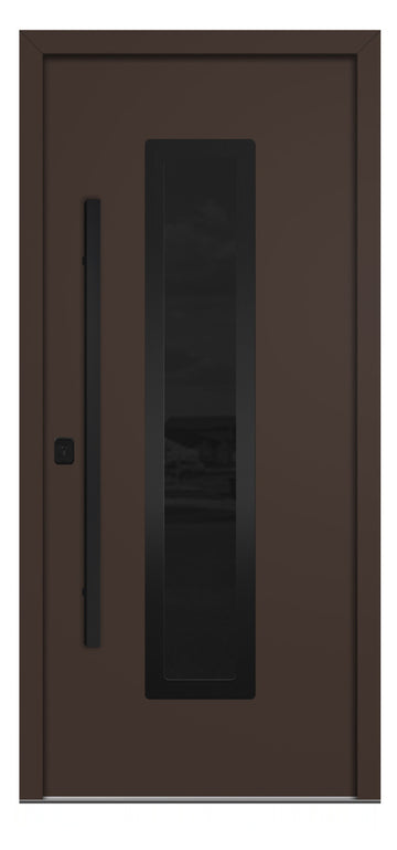 Nova Inox S1 Brown Modern Exterior Door with Black Stainless Steel