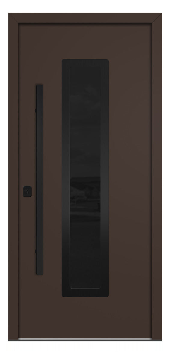 Nova Inox S1 Brown Modern Exterior Door with Black Stainless Steel