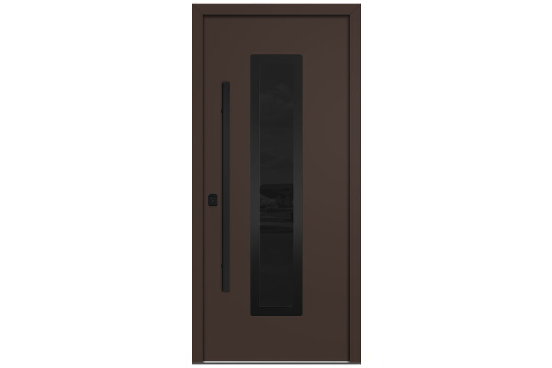 Nova Inox S1 Brown Modern Exterior Door with Black Stainless Steel