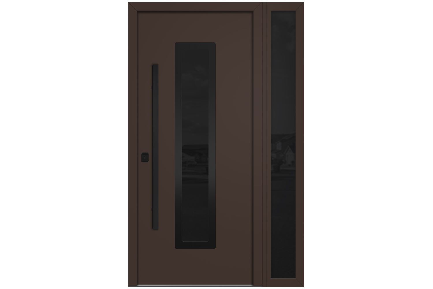Nova Inox S1 Brown Modern Exterior Door with Black Stainless Steel - with Right Sidelight