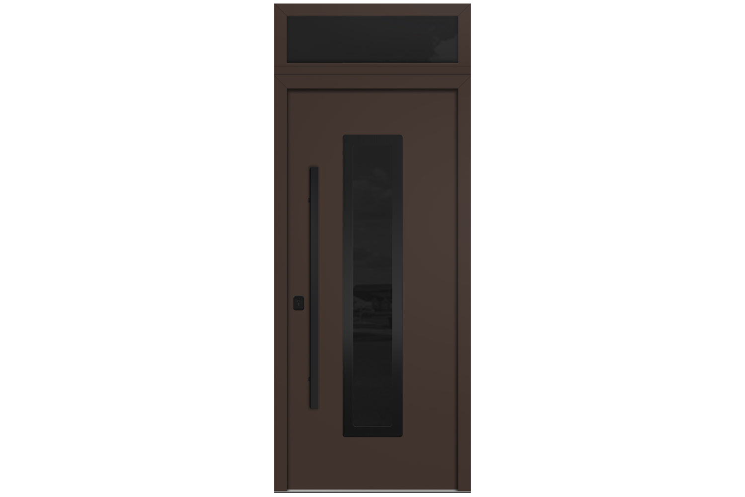 Nova Inox S1 Brown Modern Exterior Door with Black Stainless Steel - with Transom