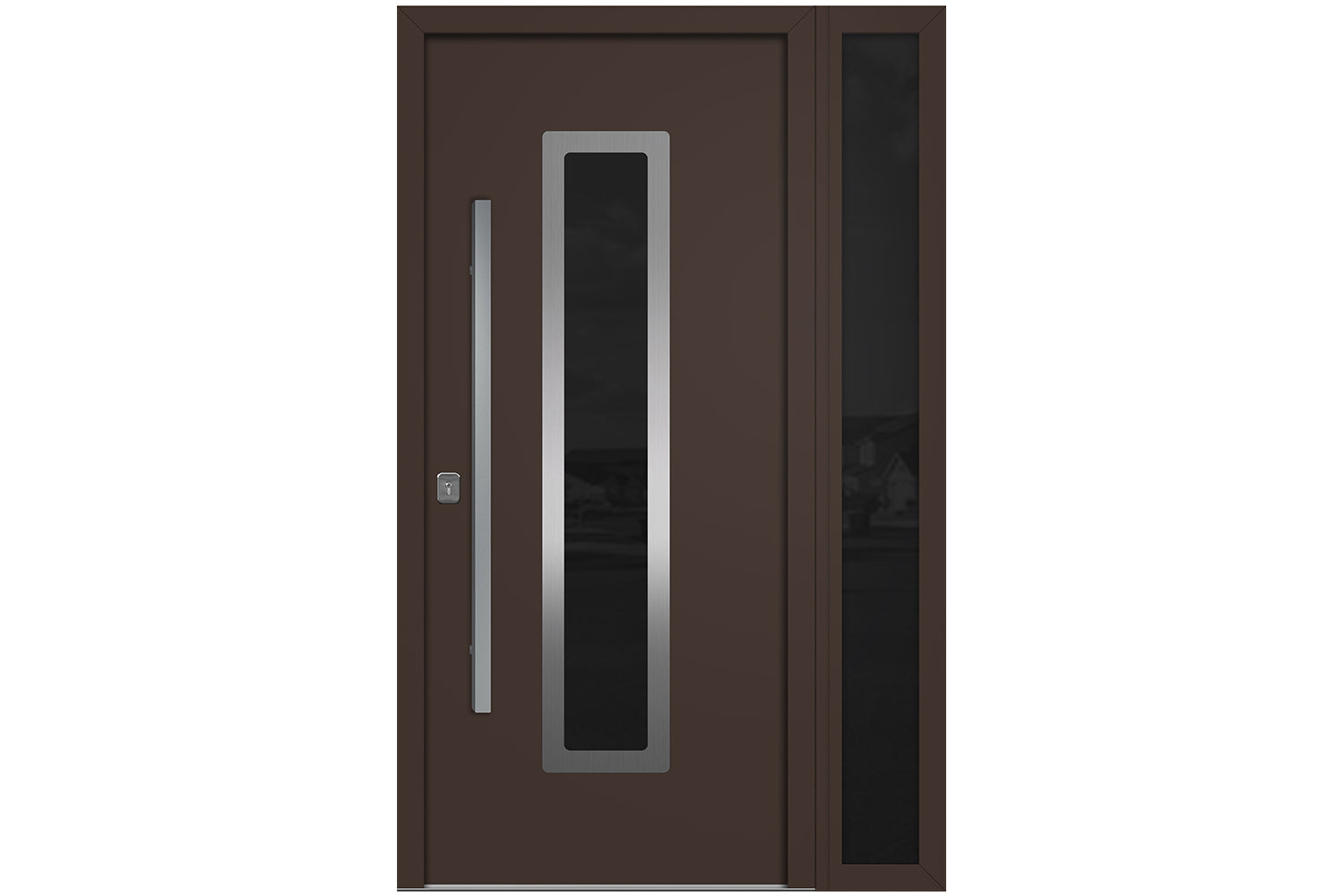Nova Inox S1  Brown Modern Exterior Door w Right Sidelight Right-in