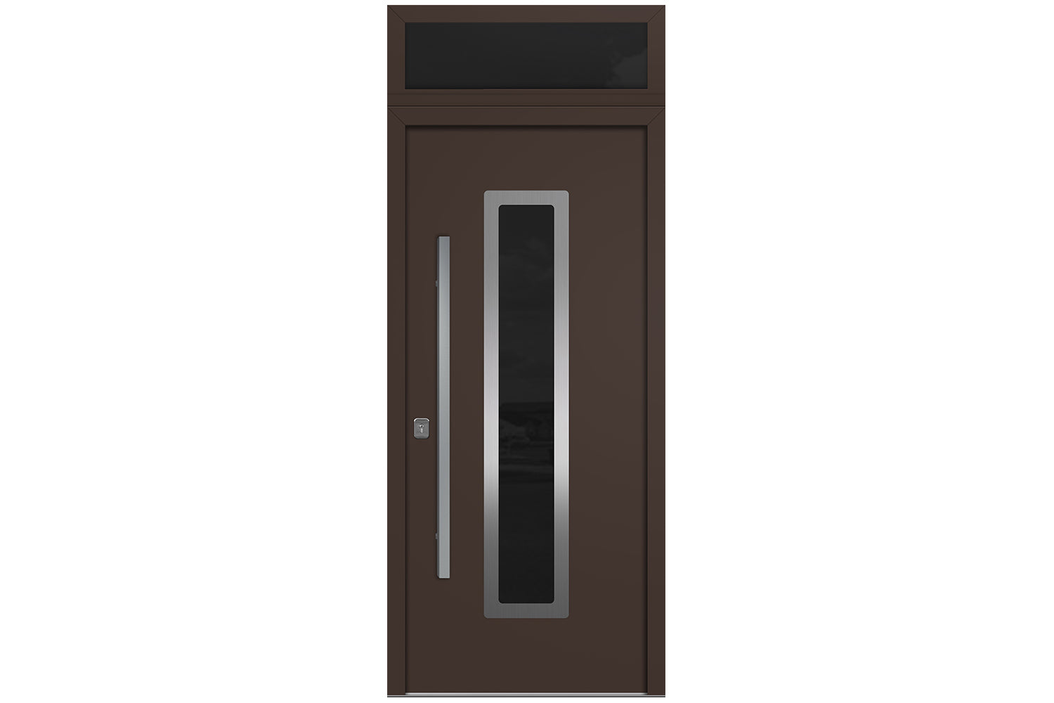 Nova Inox S1  Brown Modern Exterior Door w Transom Right-in