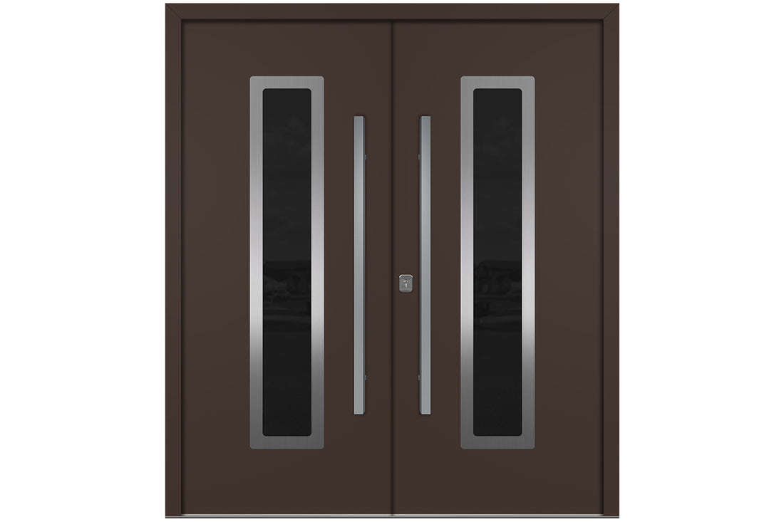 Nova Inox S1 Brown Modern Exterior Double Door Right Door Active