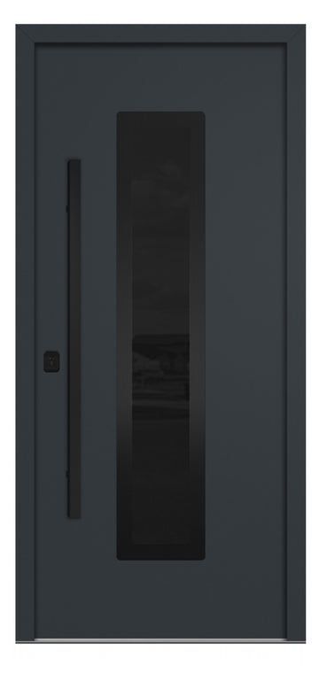Nova Inox S1 Gray Modern Exterior Door with Black Stainless Steel