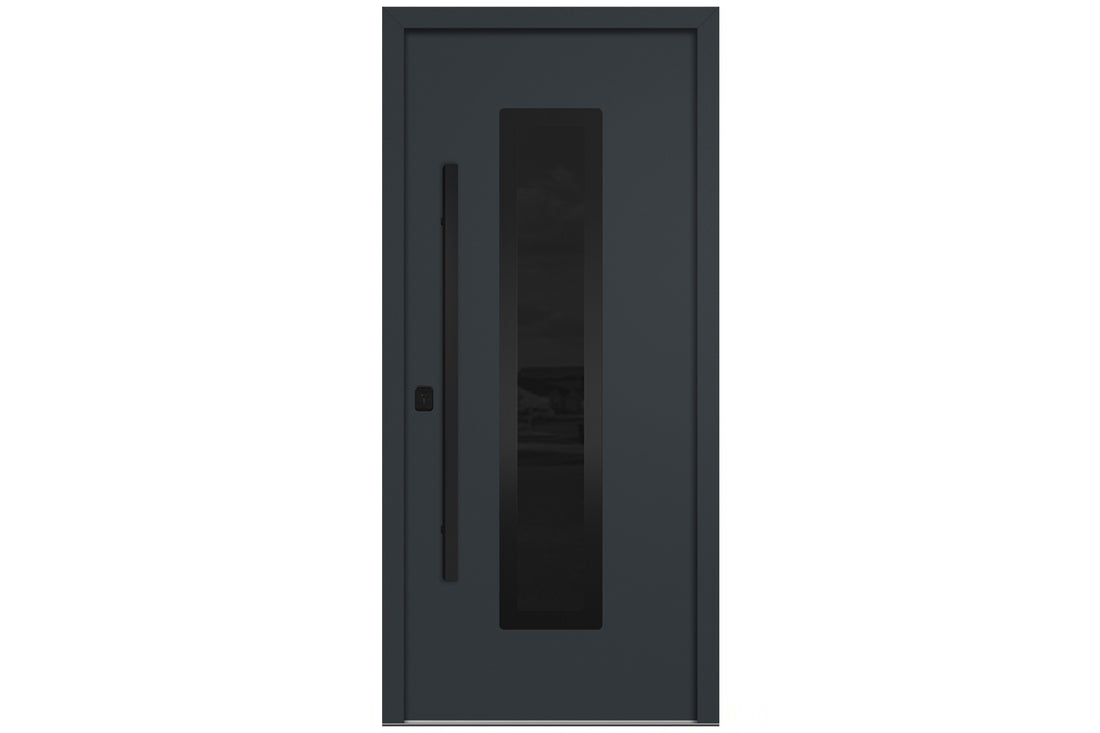 Nova Inox S1 Gray Modern Exterior Door with Black Stainless Steel