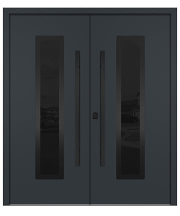 Nova Inox S1 Gray Modern Exterior Double Door with Black Stainless Steel