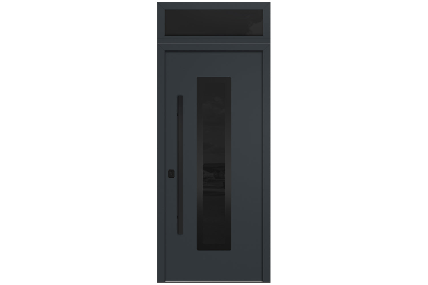 Nova Inox S1 Gray Modern Exterior Door with Black Stainless Steel - with Transom