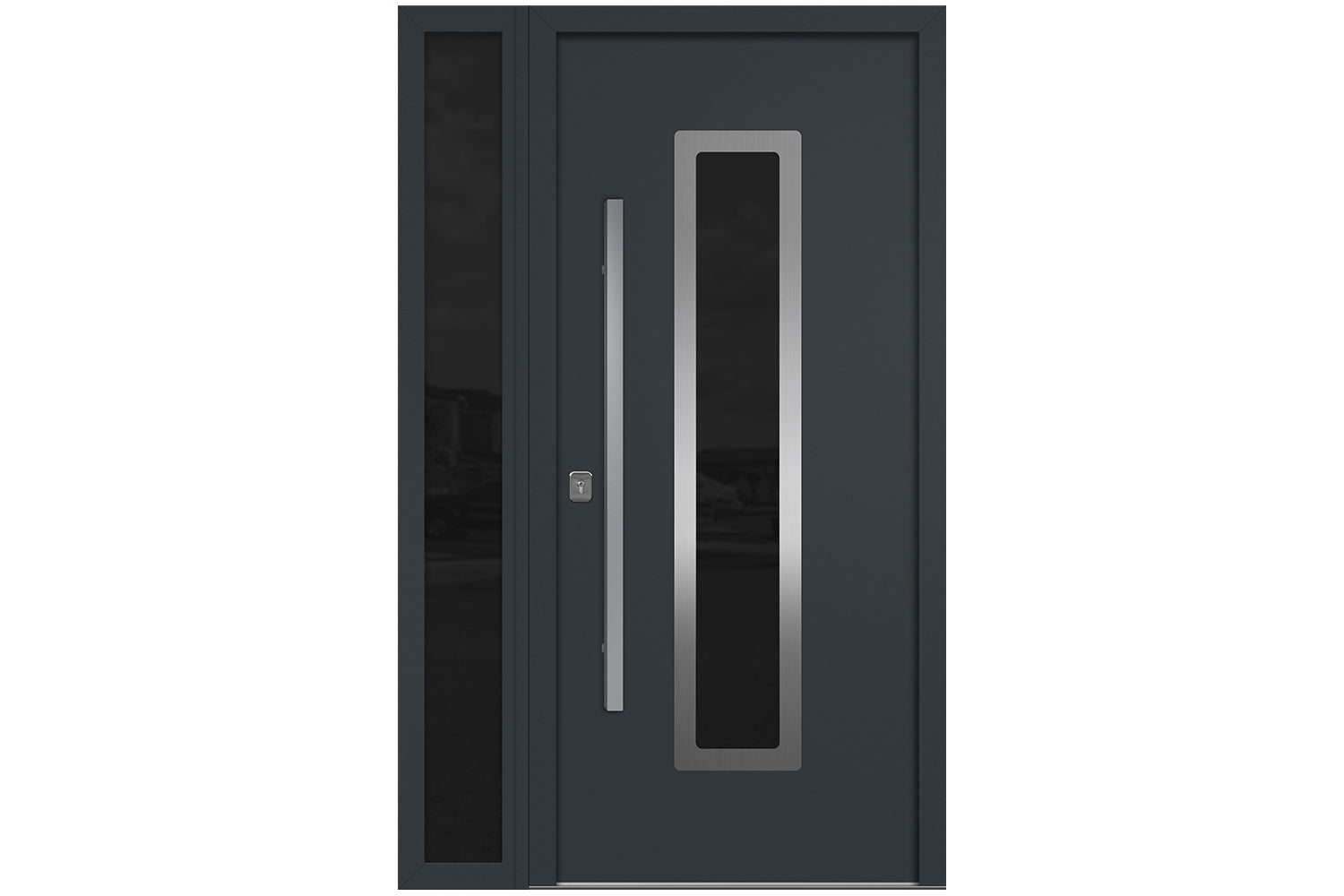 Nova Inox S1 Gray Modern Exterior Door w Left Sidelight Right-in