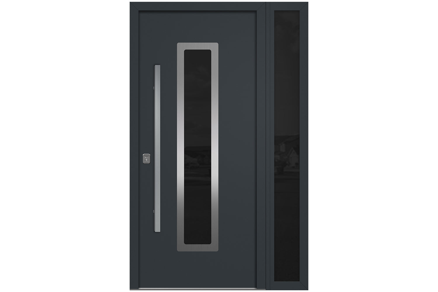 Nova Inox S1 Gray Modern Exterior Door w Right Sidelight Right-in