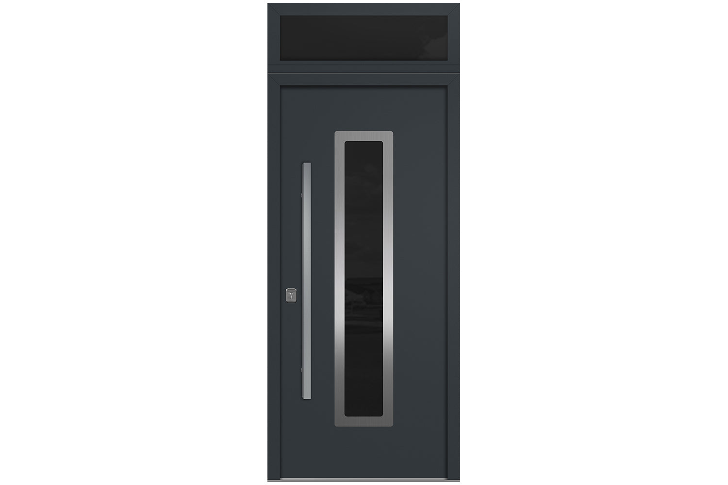 Nova Inox S1 Gray Modern Exterior Door w Transom Right-in