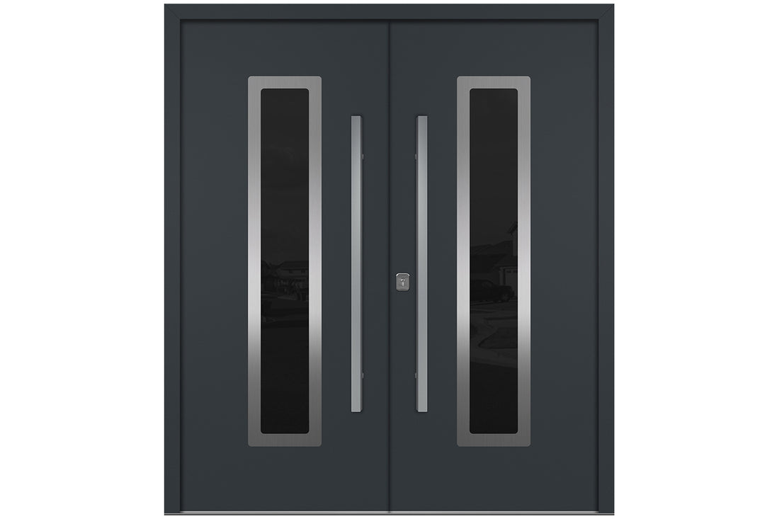 Nova Inox S1 Gray Modern Exterior Double Door Right Door Active