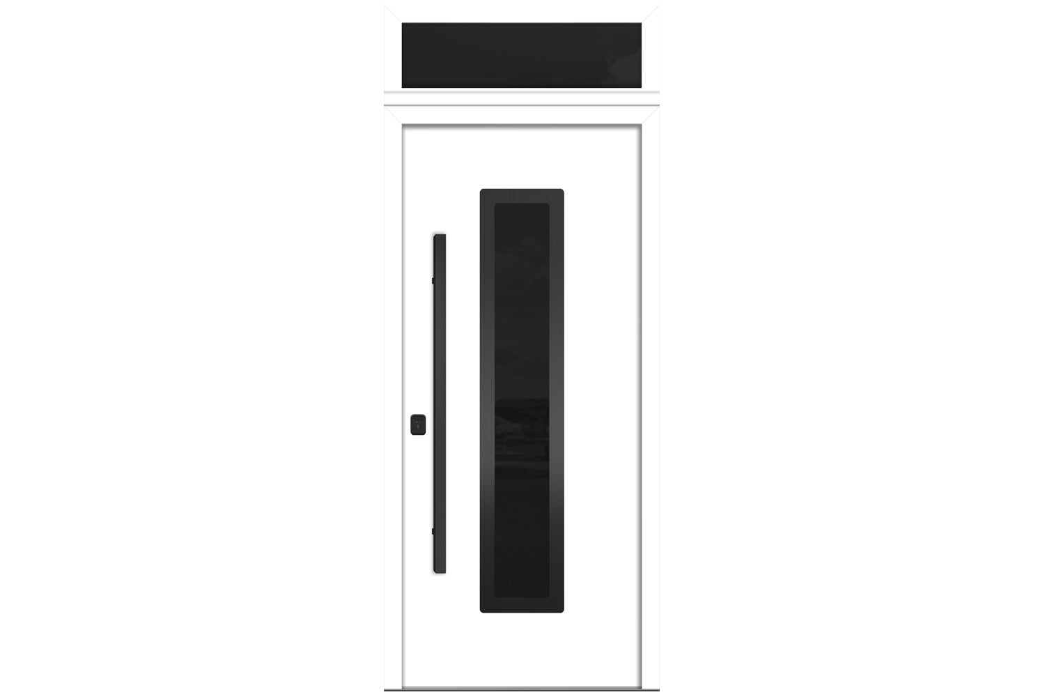 Nova Inox S1 White Modern Exterior Door with Black Stainless Steel - with Transom