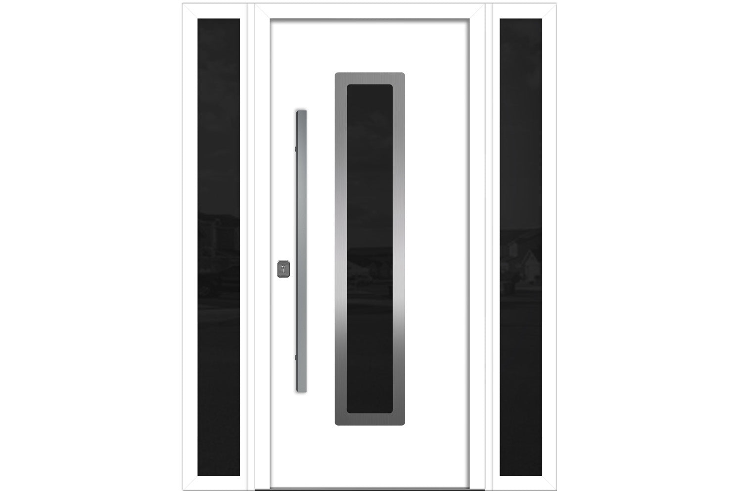 Nova Inox S1 White Modern Exterior Door w Double Sidelight Right-in