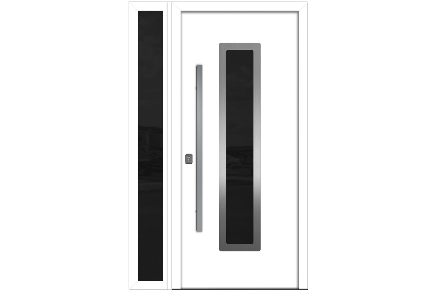 Nova Inox S1 White Modern Exterior Door w Left Sidelight Right-in