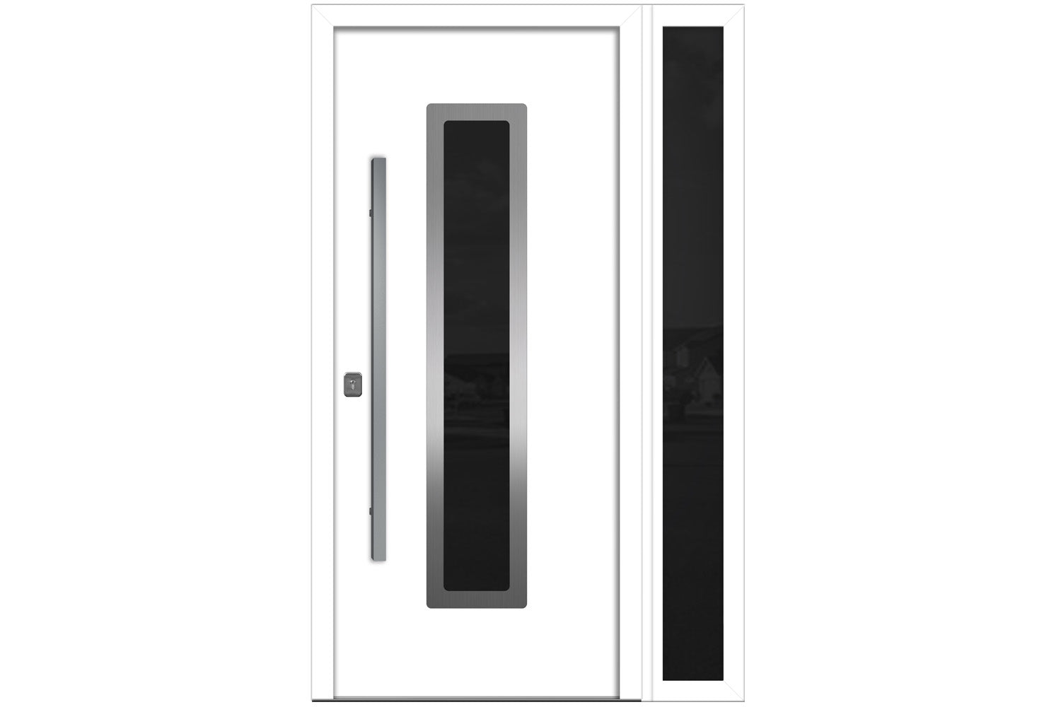 Nova Inox S1 White Modern Exterior Door w Right Sidelight Right-in