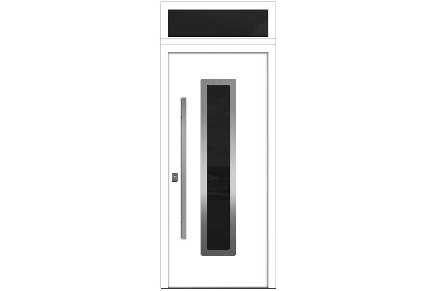 Nova Inox S1 White Modern Exterior Door w Transom Right-in