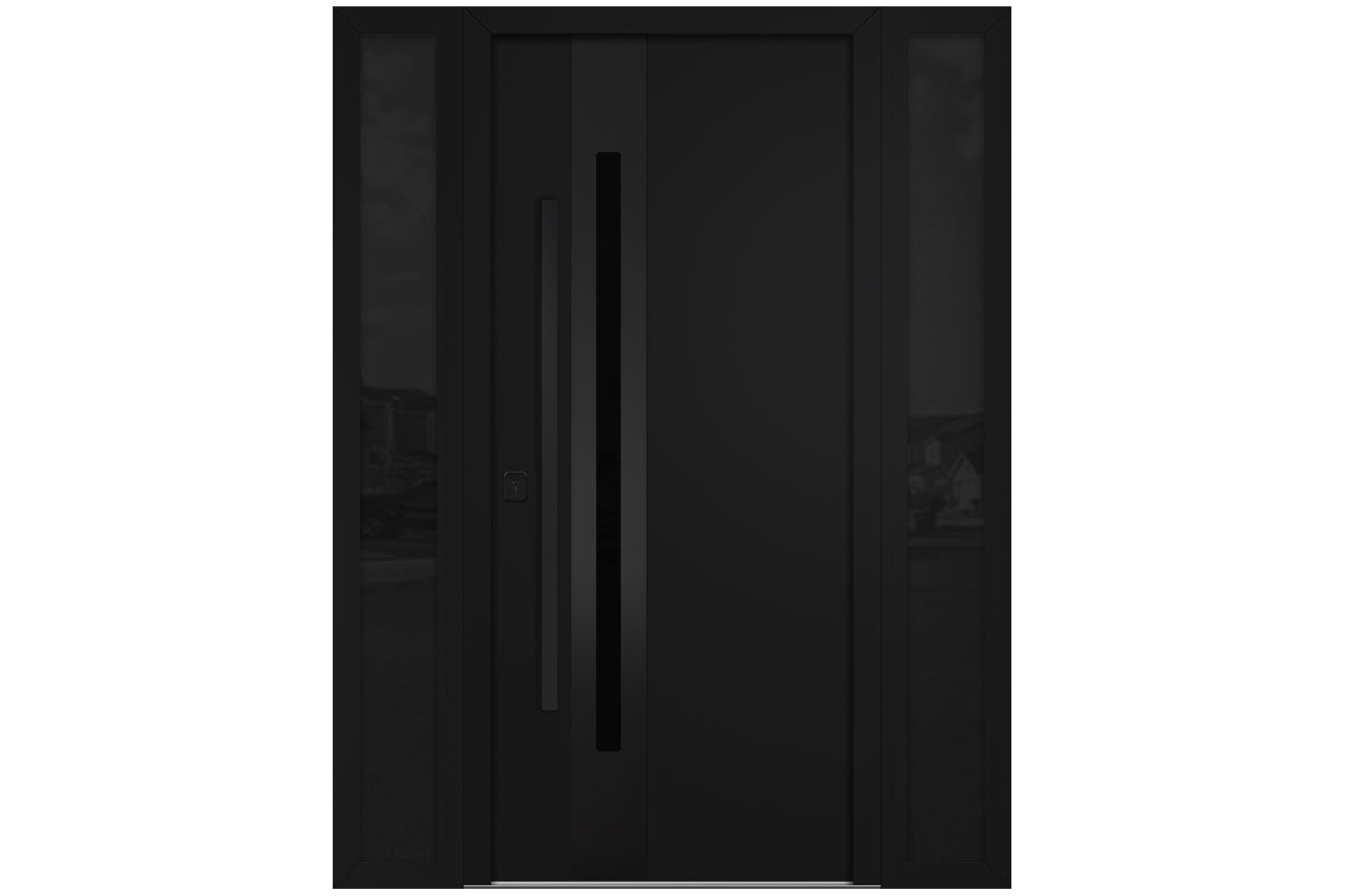 Nova Inox S2 Black Modern Exterior Door with Black Stainless Steel - with Double Sidelight