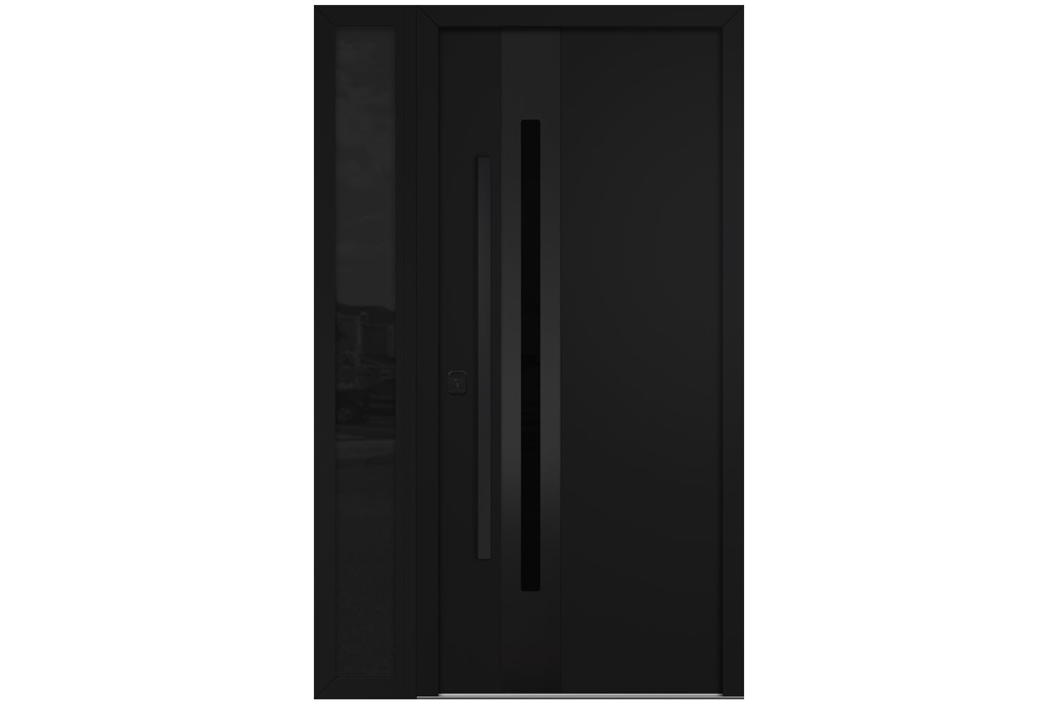Nova Inox S2 Black Modern Exterior Door with Black Stainless Steel - with Left Sidelight