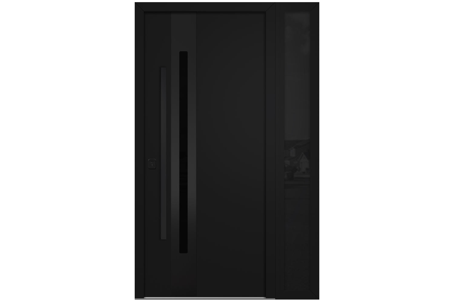 Nova Inox S2 Black Modern Exterior Door with Black Stainless Steel - with Right Sidelight