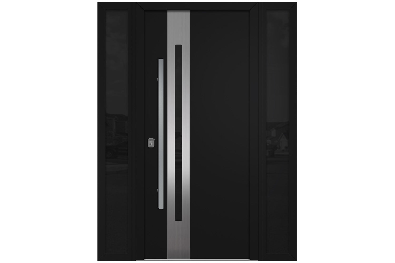 Nova Inox S2 Black Modern Exterior Door w Double Sidelight Right-in