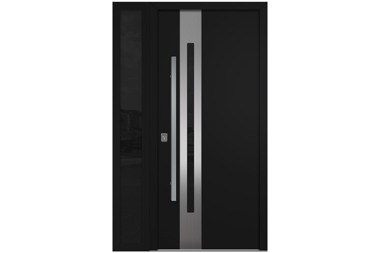 Nova Inox S2 Black Modern Exterior Door w Left Sidelight Right-in