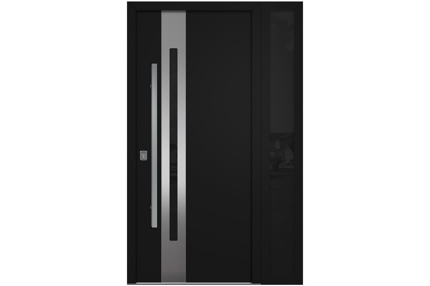 Nova Inox S2 Black Modern Exterior Door w Right Sidelight Right-in