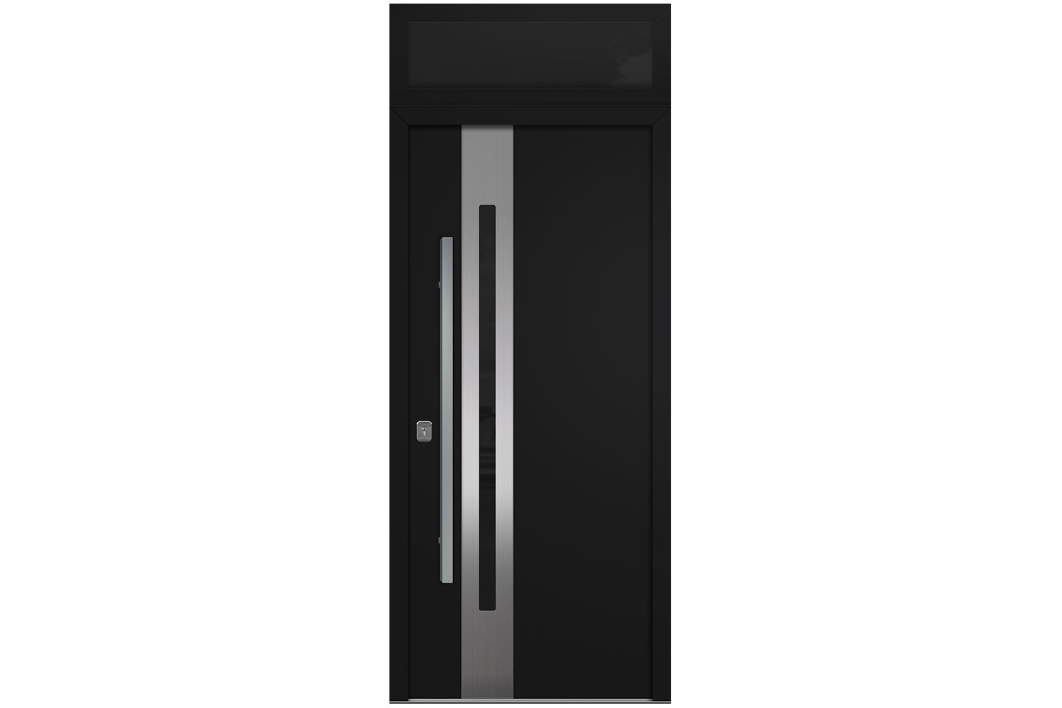 Nova Inox S2 Black Modern Exterior Door w Transom Right-in