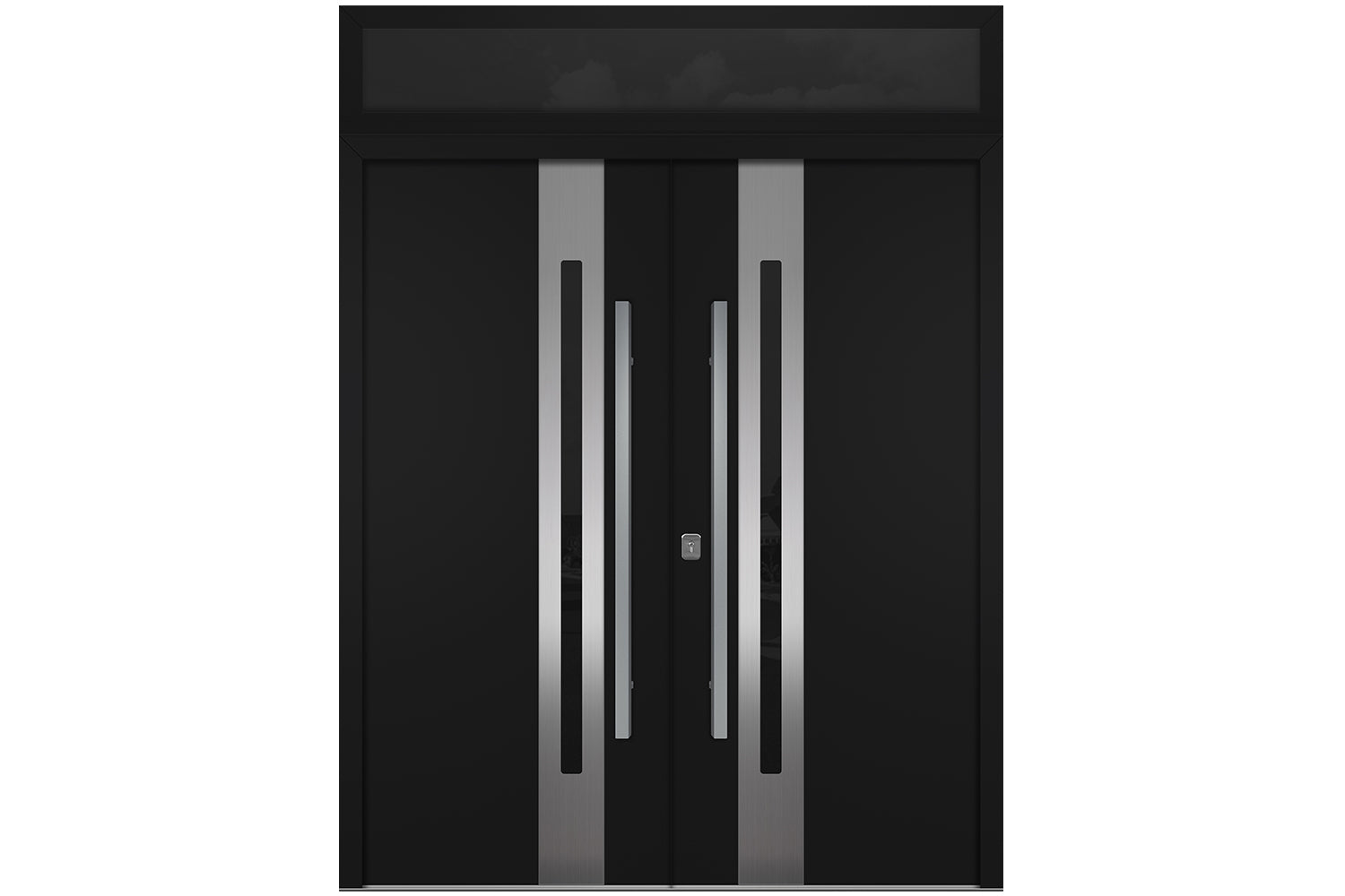 Nova Inox S2 Black Modern Exterior Double Door w Transom Right Door Active