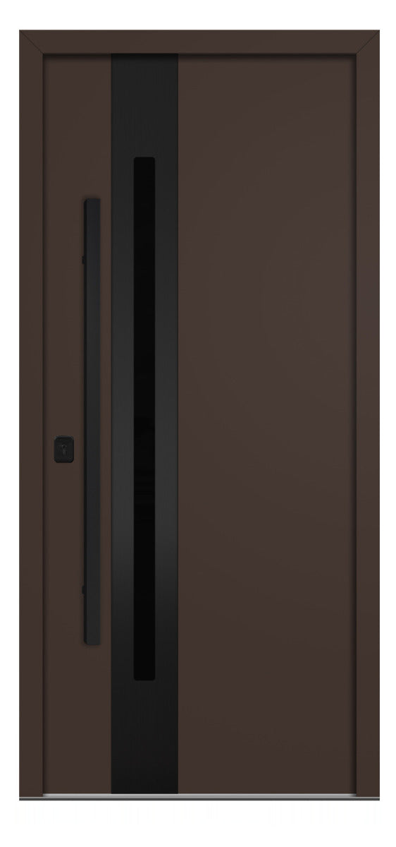 Nova Inox S2 Brown Modern Exterior Door with Black Stainless Steel