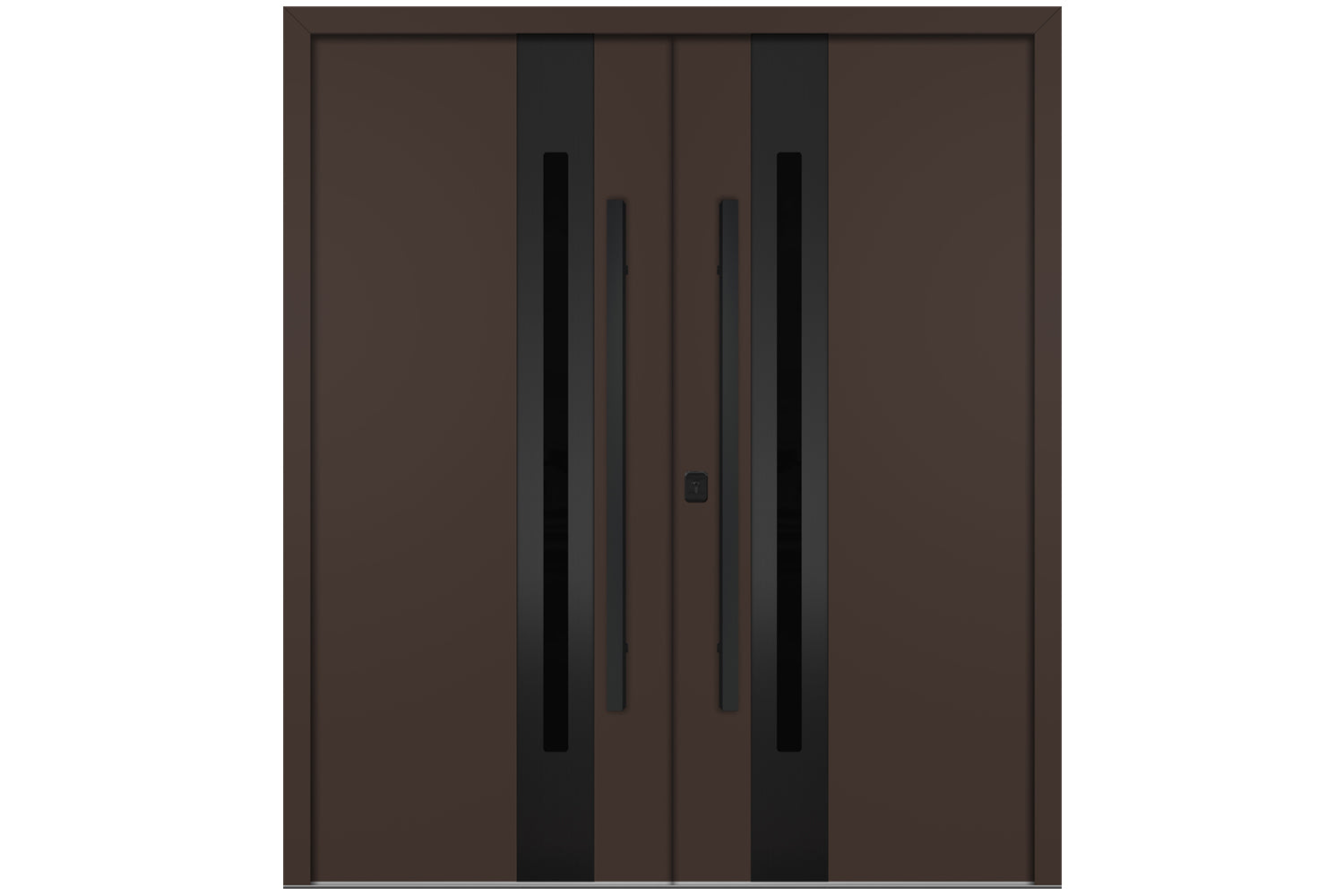 Nova Inox S2 Brown Modern Exterior Double Door with Black Stainless Steel