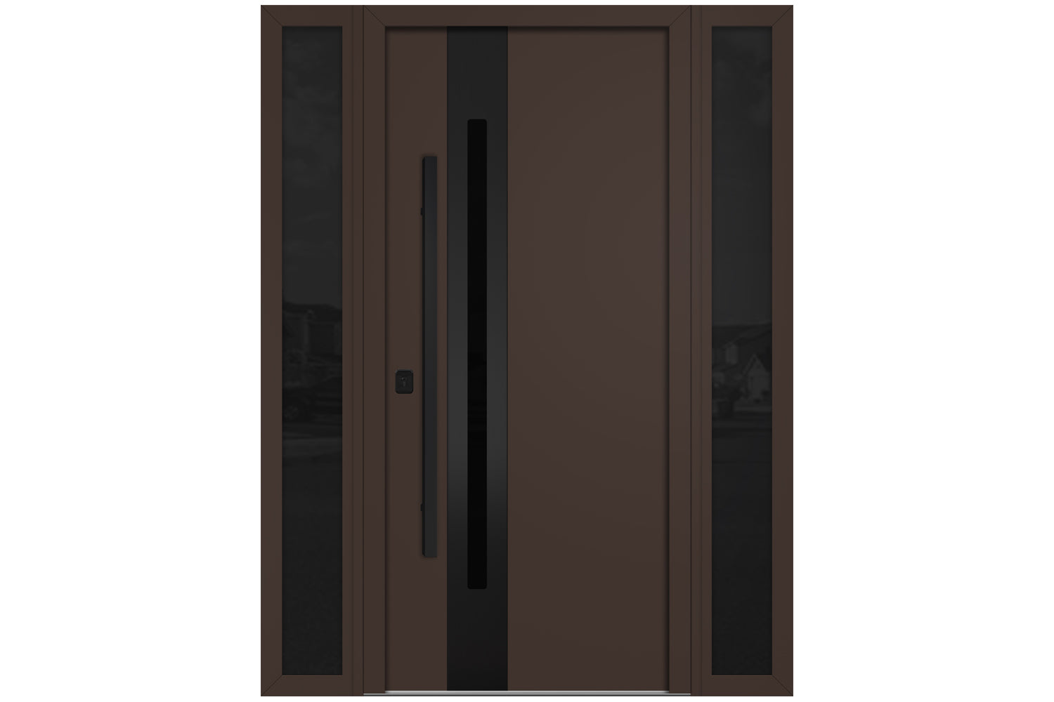 Nova Inox S2 Brown Modern Exterior Door with Black Stainless Steel - with Double Sidelight