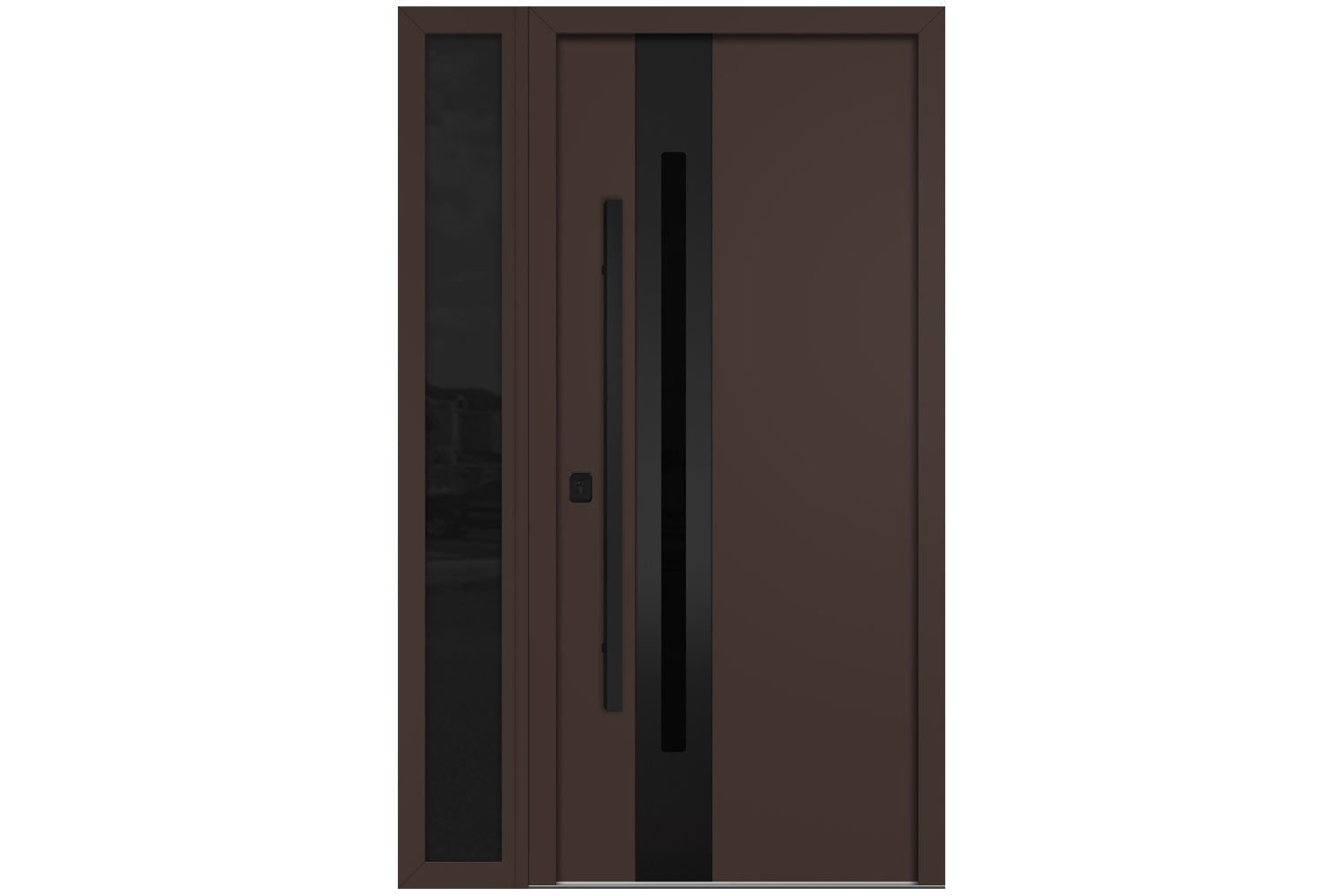 Nova Inox S2 Brown Modern Exterior Door with Black Stainless Steel - with Left Sidelight