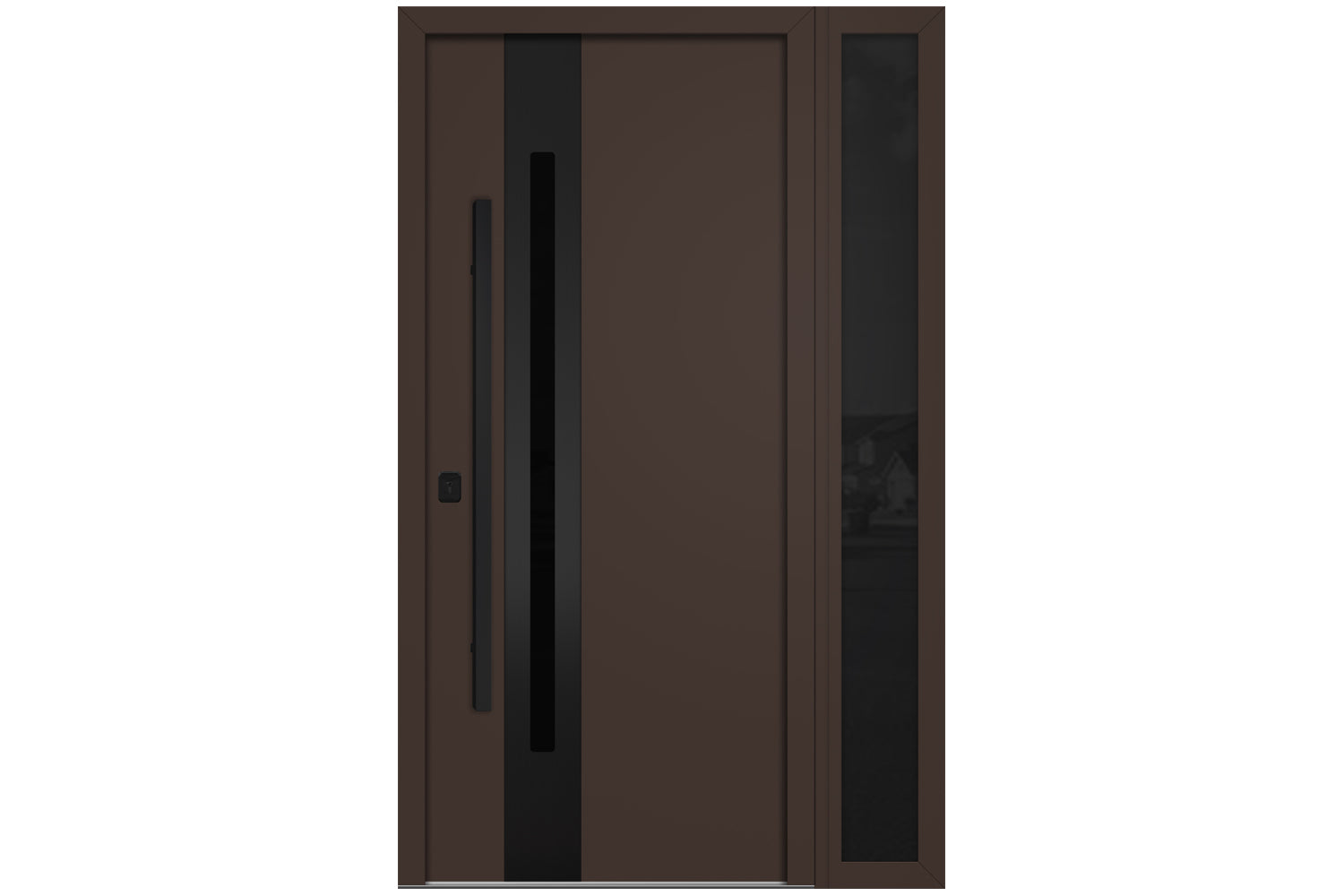 Nova Inox S2 Brown Modern Exterior Door with Black Stainless Steel - with Right Sidelight