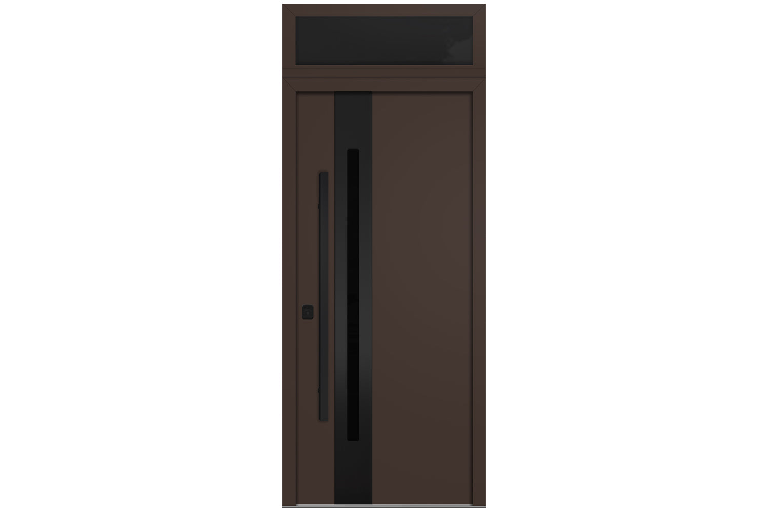 Nova Inox S2 Brown Modern Exterior Door with Black Stainless Steel - with Transom