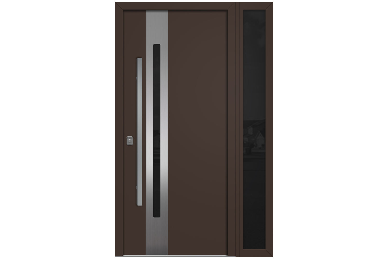 Nova Inox S2 Brown Modern Exterior Door w Right Sidelight Right-in