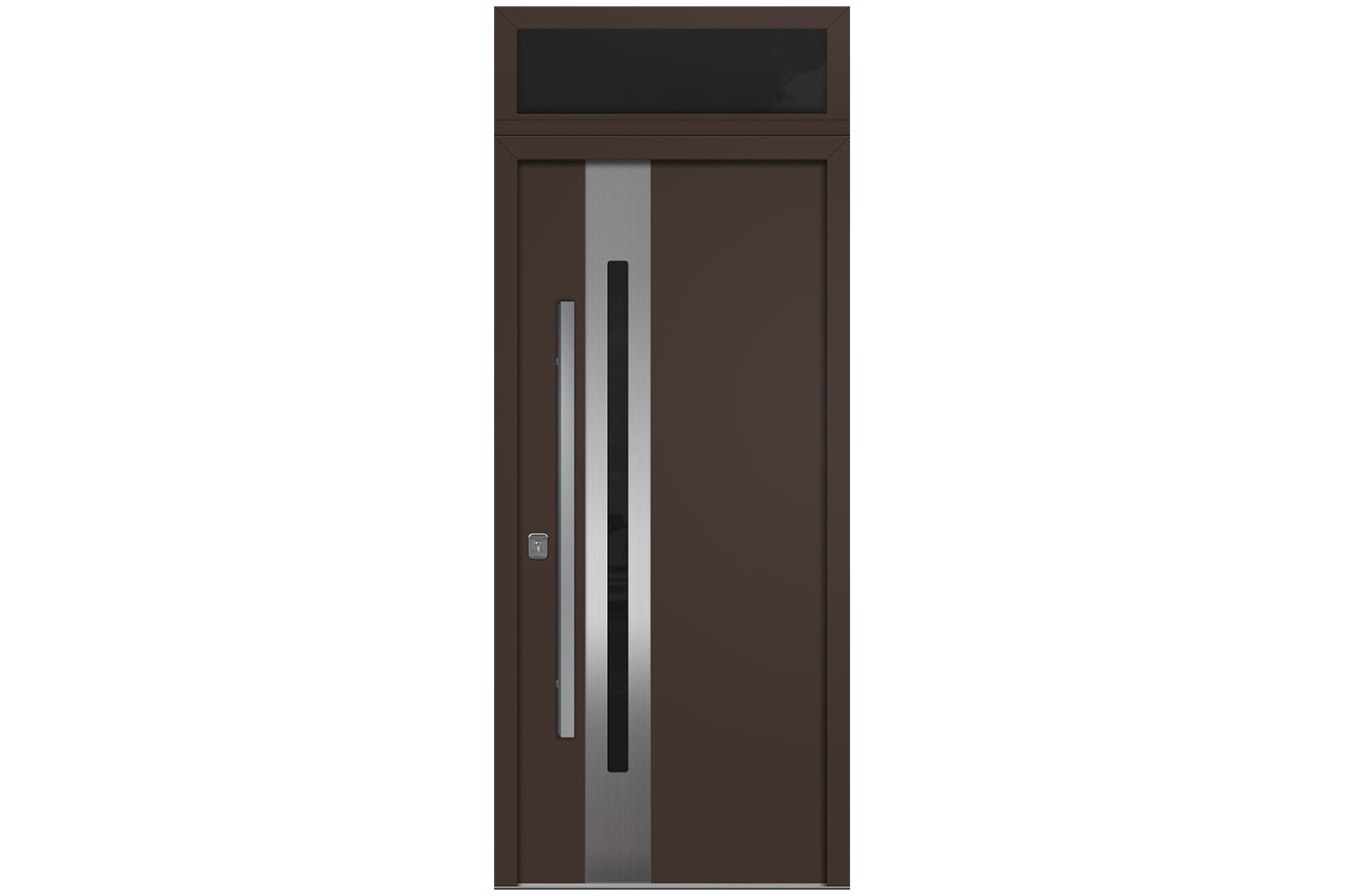 Nova Inox S2 Brown Modern Exterior Door w Transom Right-in