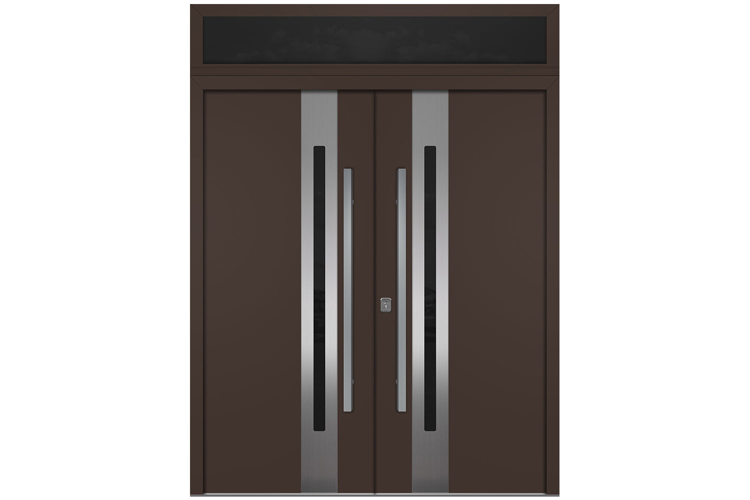 Nova Inox S2 Brown Modern Exterior Double Door w Transom Right Door Active