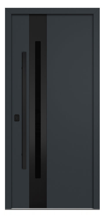 Nova Inox S2 Gray Modern Exterior Door with Black Stainless Steel