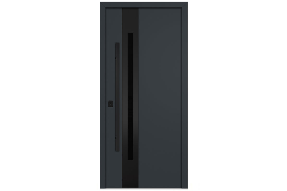 Nova Inox S2 Gray Modern Exterior Door with Black Stainless Steel