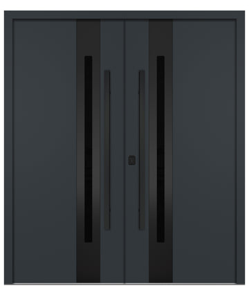 Nova Inox S2 Gray Modern Exterior Double Door with Black Stainless Steel