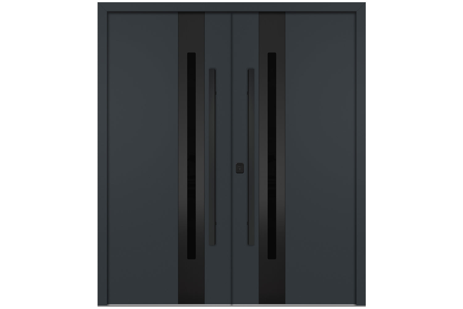 Nova Inox S2 Gray Modern Exterior Double Door with Black Stainless Steel