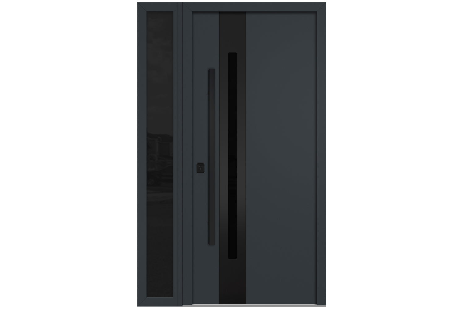 Nova Inox S2 Gray Modern Exterior Door with Black Stainless Steel - with Left Sidelight
