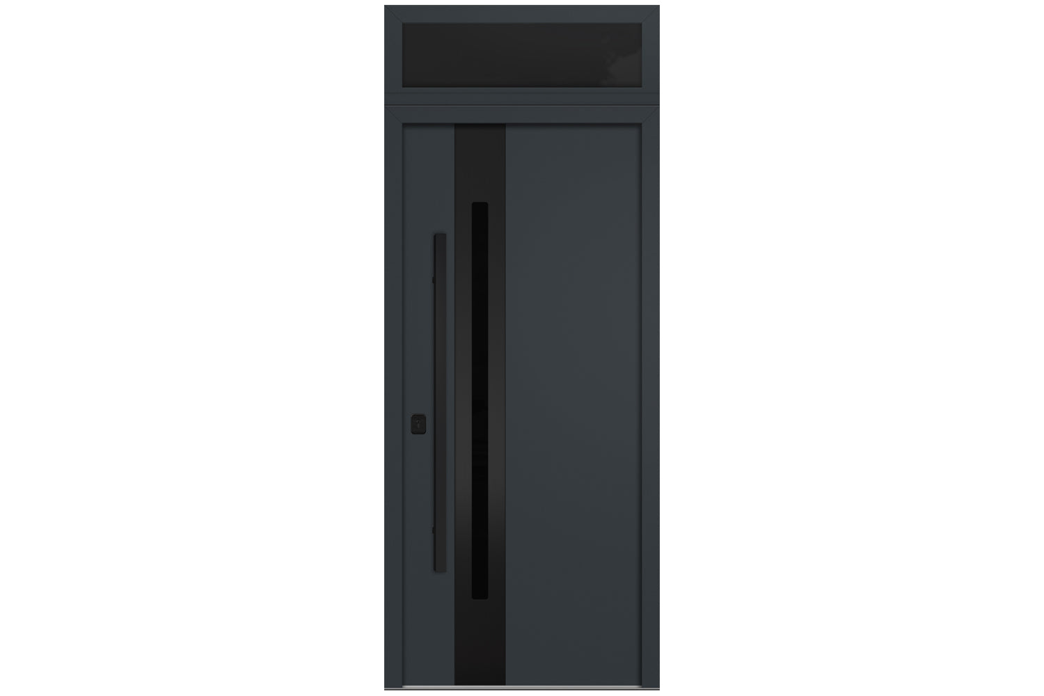 Nova Inox S2 Gray Modern Exterior Door with Black Stainless Steel - with Transom